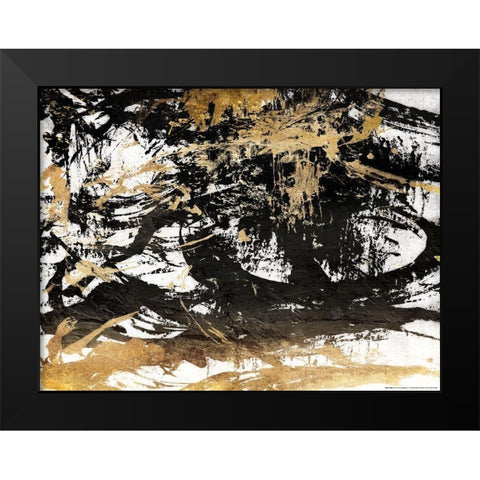 Golden Mess Black Modern Wood Framed Art Print by OnRei