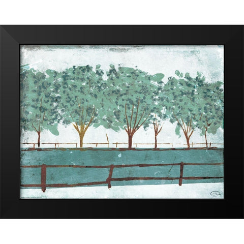 Trees And Fences Black Modern Wood Framed Art Print by OnRei