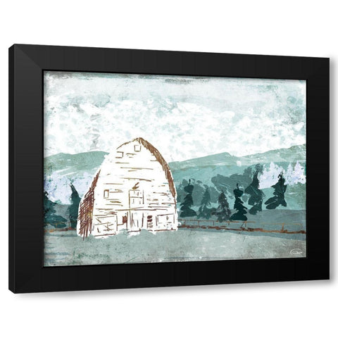 Barn In The Trees Black Modern Wood Framed Art Print with Double Matting by OnRei