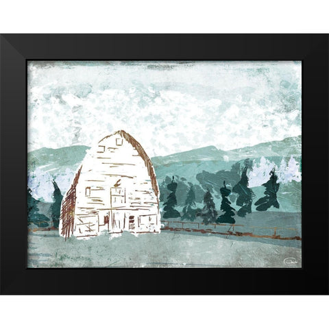 Barn In The Trees Black Modern Wood Framed Art Print by OnRei