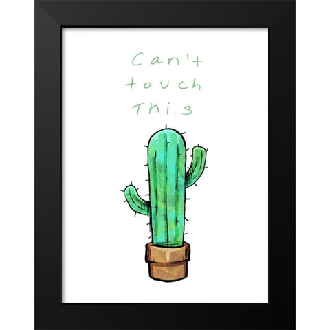 Cant Touch This Cactus Black Modern Wood Framed Art Print by OnRei