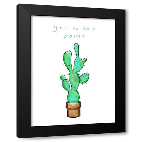 Get To The Point Cactus Black Modern Wood Framed Art Print with Double Matting by OnRei