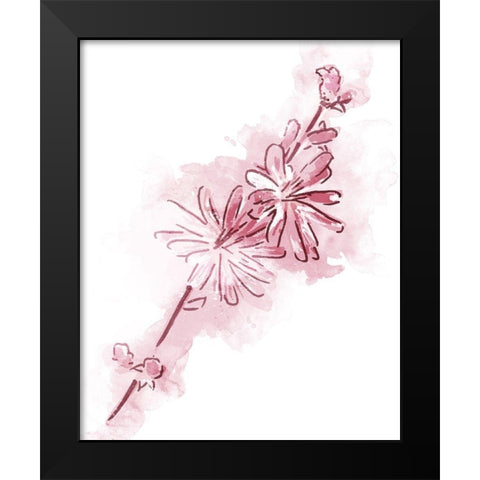 Water Inked Florals Mate Blush Black Modern Wood Framed Art Print by OnRei