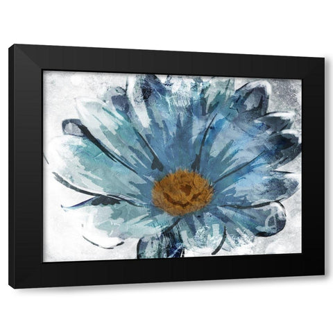 Sketched Blue Flower Black Modern Wood Framed Art Print with Double Matting by OnRei