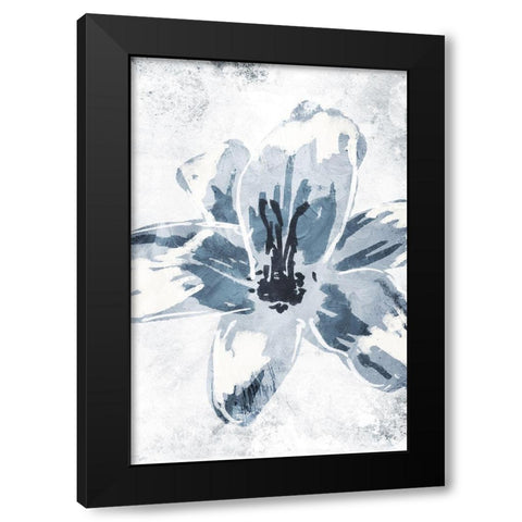 Sketched Cool Flower Black Modern Wood Framed Art Print with Double Matting by OnRei