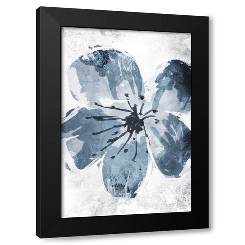 Sketched Cool Flower Mate Black Modern Wood Framed Art Print with Double Matting by OnRei