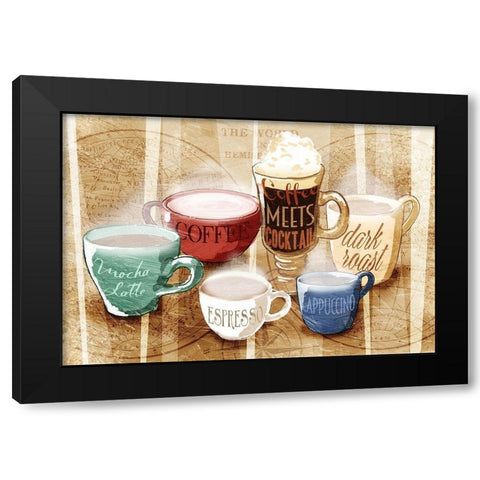 Coffee Gang Black Modern Wood Framed Art Print with Double Matting by OnRei