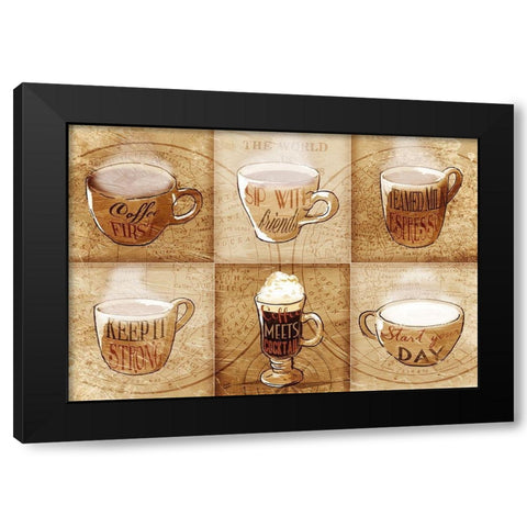 Coffee Crew Black Modern Wood Framed Art Print with Double Matting by OnRei