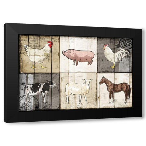 Farm Animals PM Black Modern Wood Framed Art Print with Double Matting by OnRei