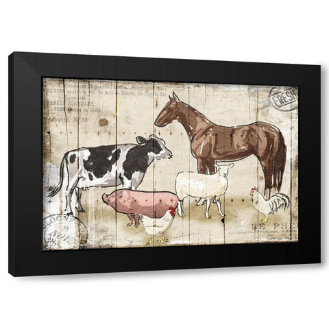 Farm Animal Crew Black Modern Wood Framed Art Print with Double Matting by OnRei