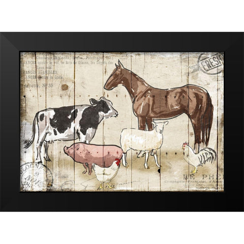 Farm Animal Crew Black Modern Wood Framed Art Print by OnRei