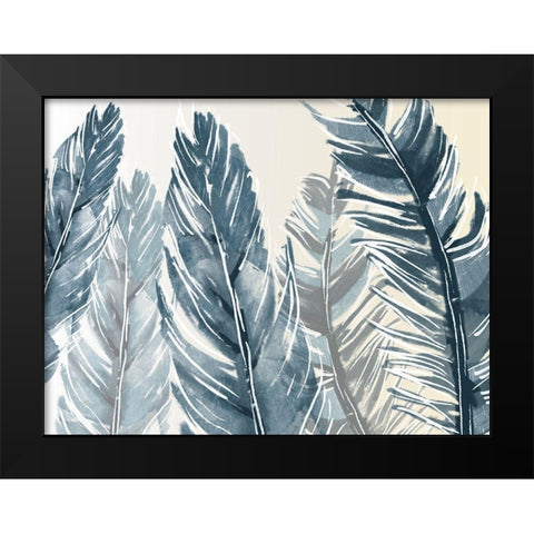 Group Of Feathers Black Modern Wood Framed Art Print by OnRei