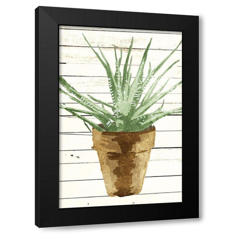 Wood Plant Pot Black Modern Wood Framed Art Print with Double Matting by OnRei