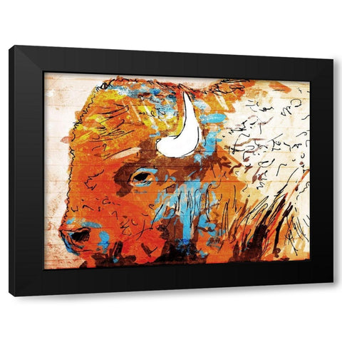 Rich Bison Black Modern Wood Framed Art Print with Double Matting by OnRei