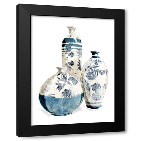 White China Vases Black Modern Wood Framed Art Print with Double Matting by OnRei