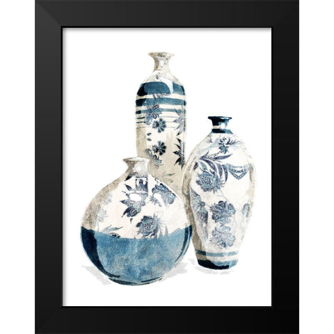 White China Vases Black Modern Wood Framed Art Print by OnRei