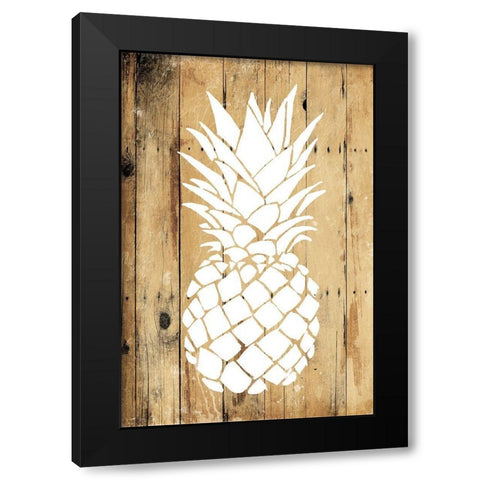 Wood Pineapple Black Modern Wood Framed Art Print with Double Matting by OnRei