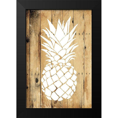 Wood Pineapple Black Modern Wood Framed Art Print by OnRei