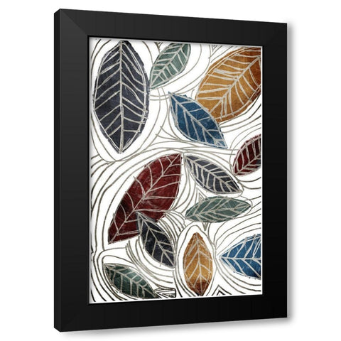 Fall Color Leaves Black Modern Wood Framed Art Print with Double Matting by OnRei