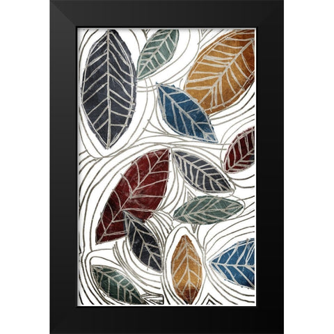 Fall Color Leaves Black Modern Wood Framed Art Print by OnRei