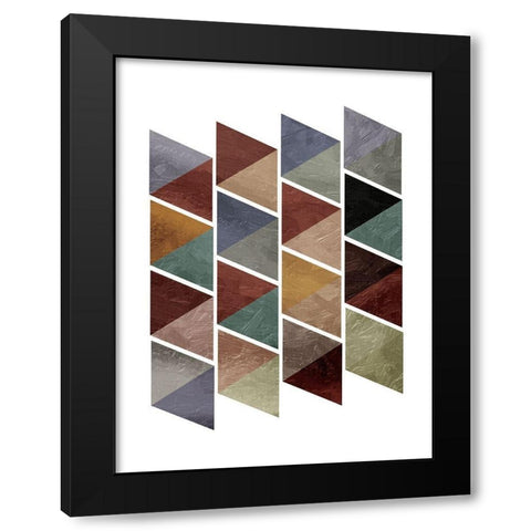 Fall Triangles Black Modern Wood Framed Art Print with Double Matting by OnRei