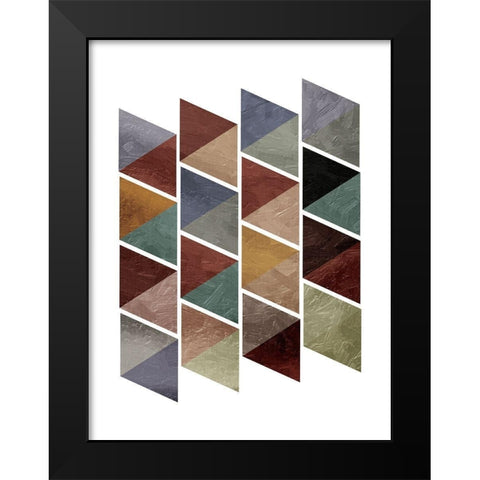 Fall Triangles Black Modern Wood Framed Art Print by OnRei