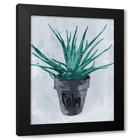 Calm Plant Black Modern Wood Framed Art Print with Double Matting by OnRei