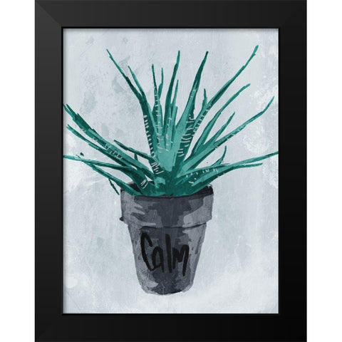 Calm Plant Black Modern Wood Framed Art Print by OnRei