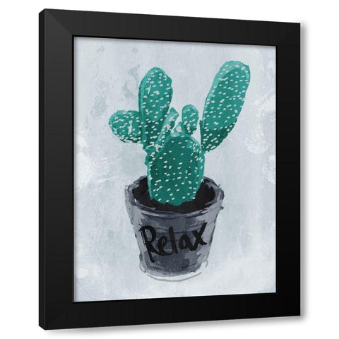 Relax Plant Black Modern Wood Framed Art Print with Double Matting by OnRei