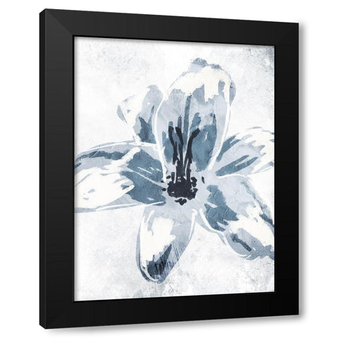 Sketched Cool Flower Black Modern Wood Framed Art Print with Double Matting by OnRei