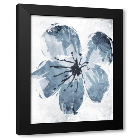 Sketched Cool Flower Mate Black Modern Wood Framed Art Print with Double Matting by OnRei