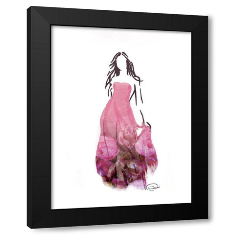 Flower Dress Black Modern Wood Framed Art Print with Double Matting by OnRei