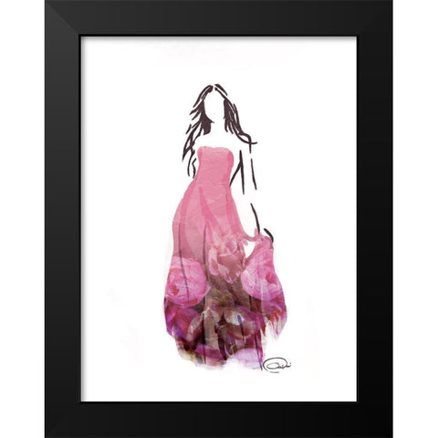 Flower Dress Black Modern Wood Framed Art Print by OnRei