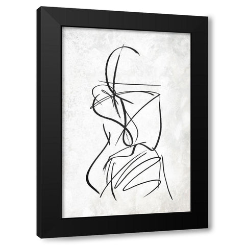 Inner Lines Black Modern Wood Framed Art Print with Double Matting by OnRei