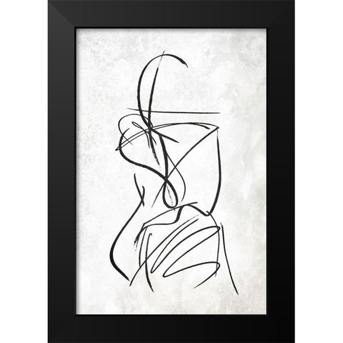 Inner Lines Black Modern Wood Framed Art Print by OnRei