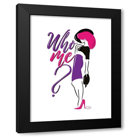 Sassy Who Me Black Modern Wood Framed Art Print with Double Matting by OnRei