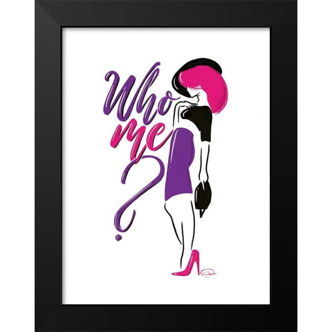 Sassy Who Me Black Modern Wood Framed Art Print by OnRei