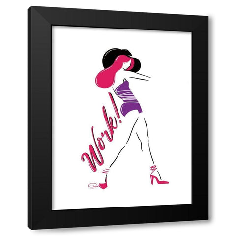 Sassy Work Black Modern Wood Framed Art Print with Double Matting by OnRei