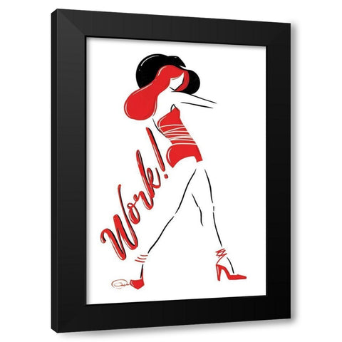 Work Lady In Red Black Modern Wood Framed Art Print with Double Matting by OnRei