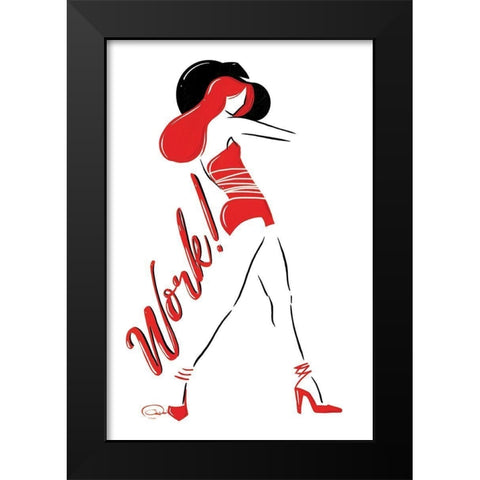 Work Lady In Red Black Modern Wood Framed Art Print by OnRei