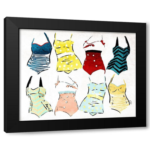 Swimsuit Group Black Modern Wood Framed Art Print with Double Matting by OnRei