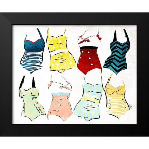 Swimsuit Group Black Modern Wood Framed Art Print by OnRei