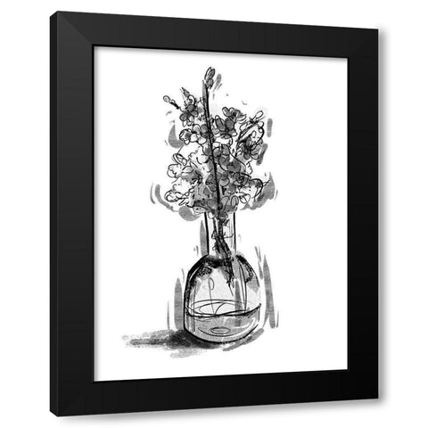 Inked In A Vase Black Modern Wood Framed Art Print with Double Matting by OnRei