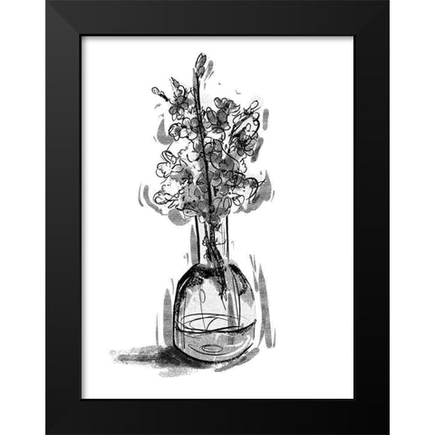 Inked In A Vase Black Modern Wood Framed Art Print by OnRei