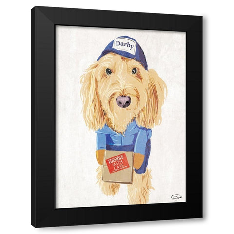 Mail Dog Black Modern Wood Framed Art Print with Double Matting by OnRei