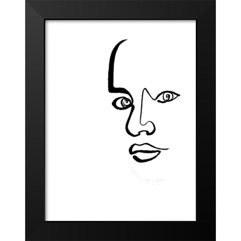 Scribble Face Mate Black Modern Wood Framed Art Print by OnRei