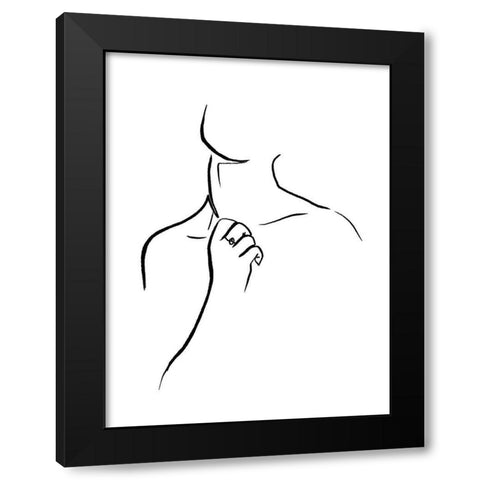 Scribble Neck Black Modern Wood Framed Art Print with Double Matting by OnRei