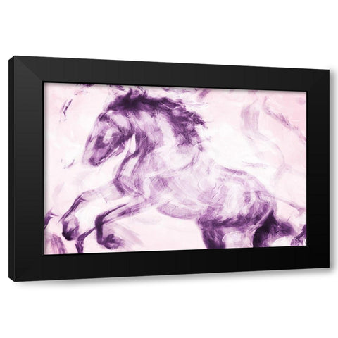 Horse Paint Black Modern Wood Framed Art Print with Double Matting by OnRei