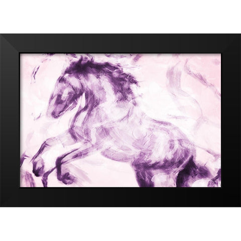 Horse Paint Black Modern Wood Framed Art Print by OnRei