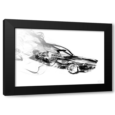 Smokin Car Black Modern Wood Framed Art Print with Double Matting by OnRei